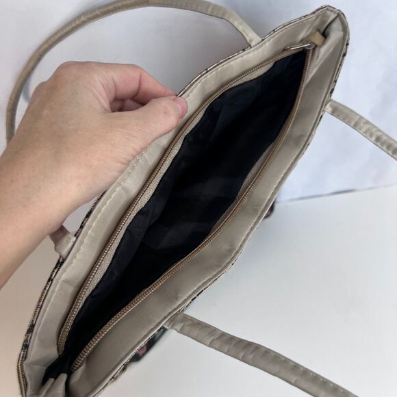 Tapestry Tote Bag Lightweight Top Zip Thin Boho Country Cottage Square - Picture 8 of 9